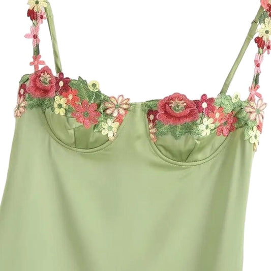 Evelyn Floral Satin Dress -