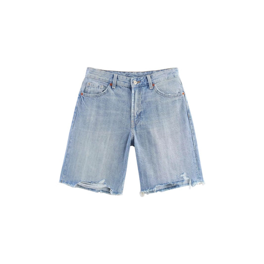Light blue denim shorts