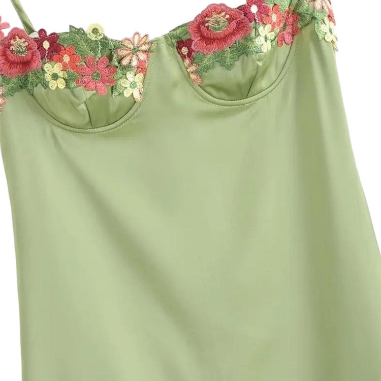 Evelyn Floral Satin Dress -