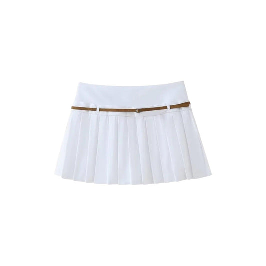 Livia Pleated Belt Skirt -