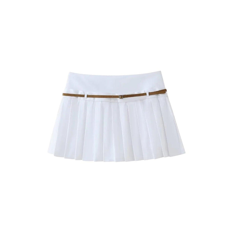 Livia Pleated Belt Skirt -