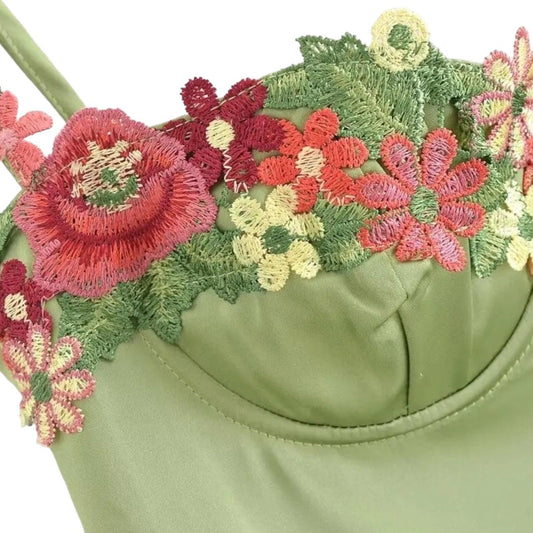 Evelyn Floral Satin Dress -