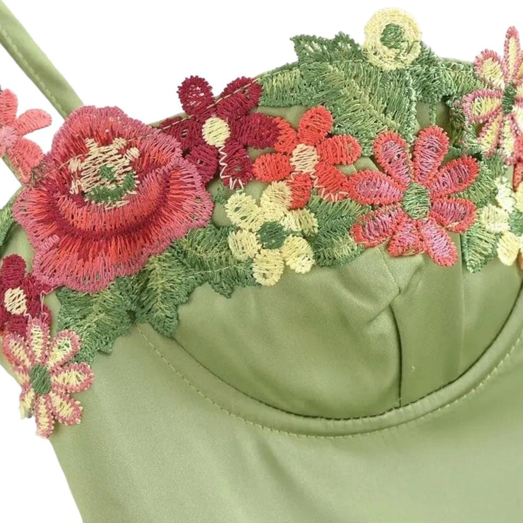 Evelyn Floral Satin Dress -