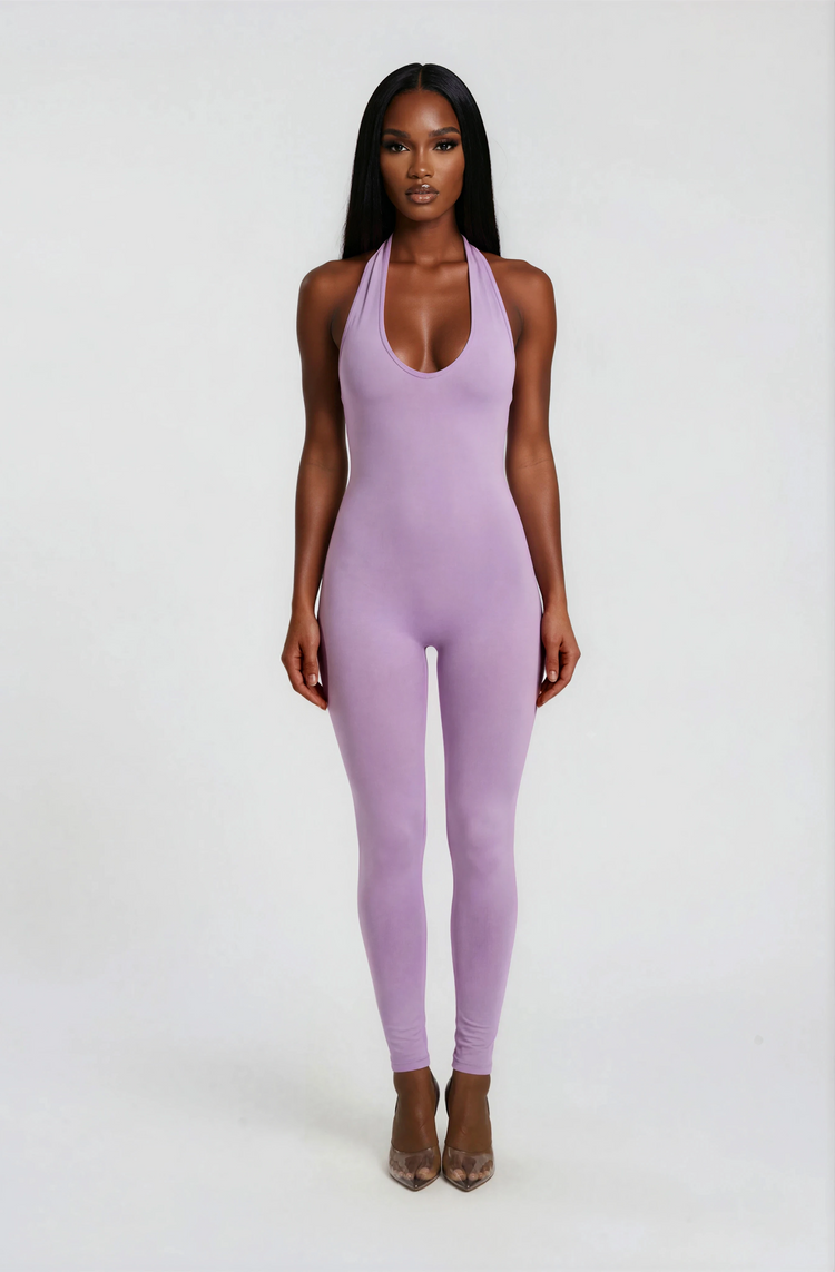 جمبسوت ليكسي بفتحة رقبة على شكل حرف V - بنفسجي