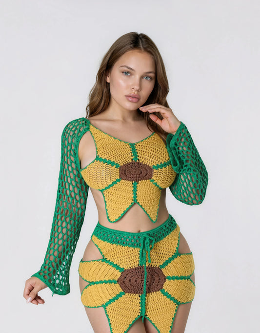 Sunflower Knit Skirt Set