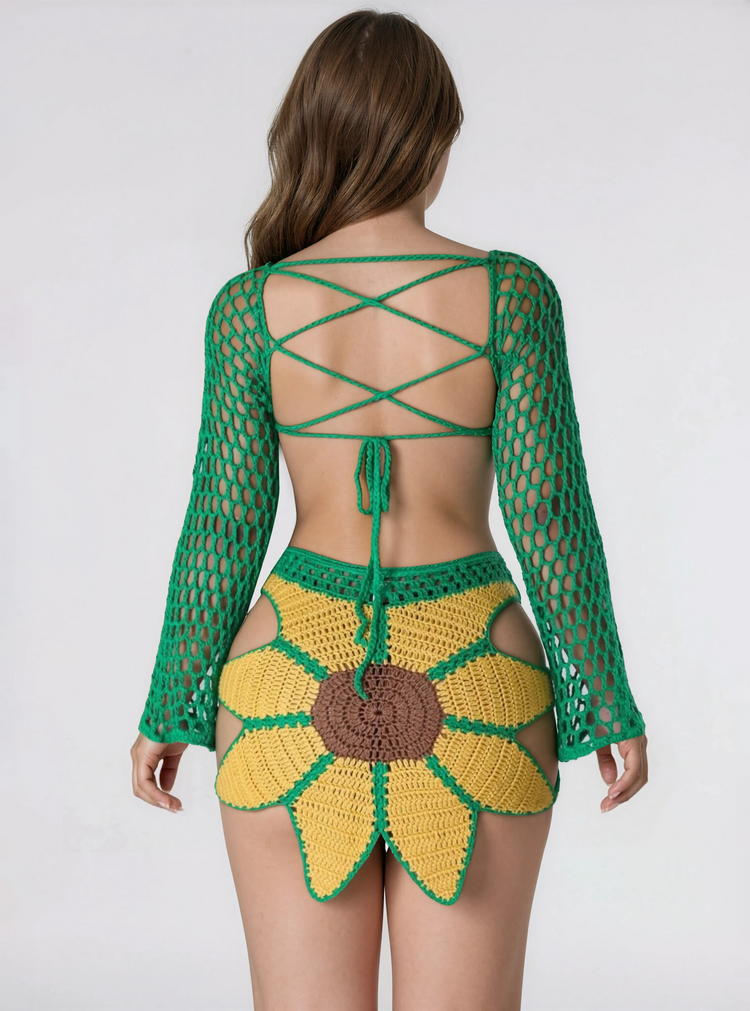 Sunflower Knit Skirt Set