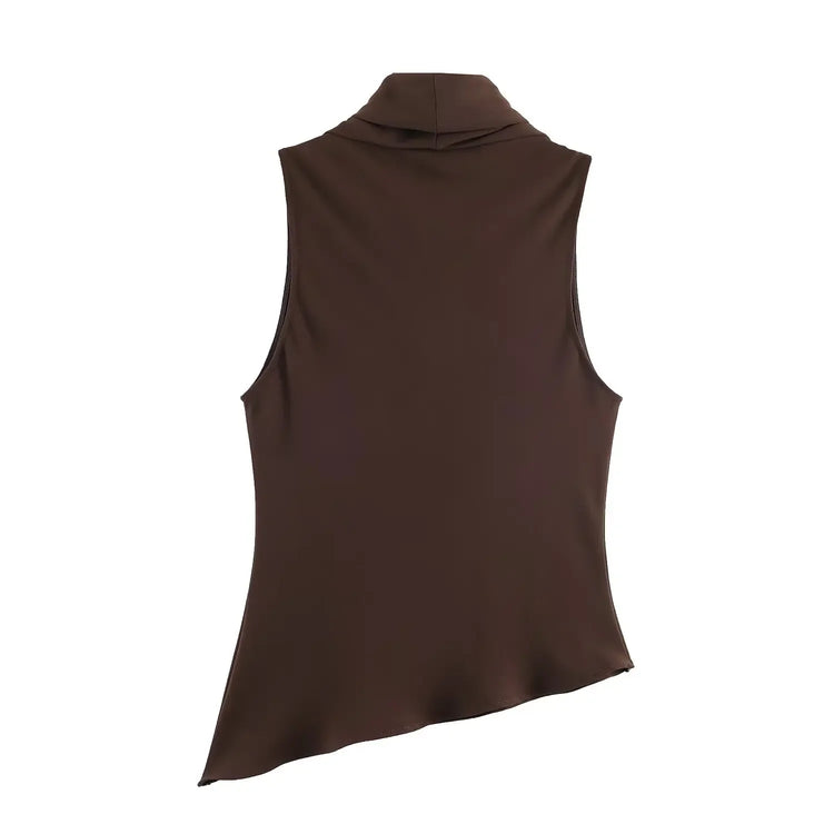 Brown sleeveless top on a white background