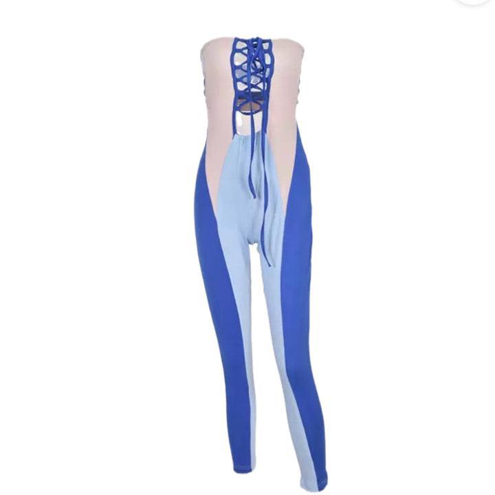 Blue Baby Color Block Jumpsuit - Jumpsuits, Pre Order, spo-cs-disabled, spo-default, spo-disabled, spo-notify-me-disabled