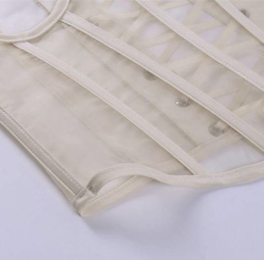 Sweet But Sexy Tan Mesh Corset -
