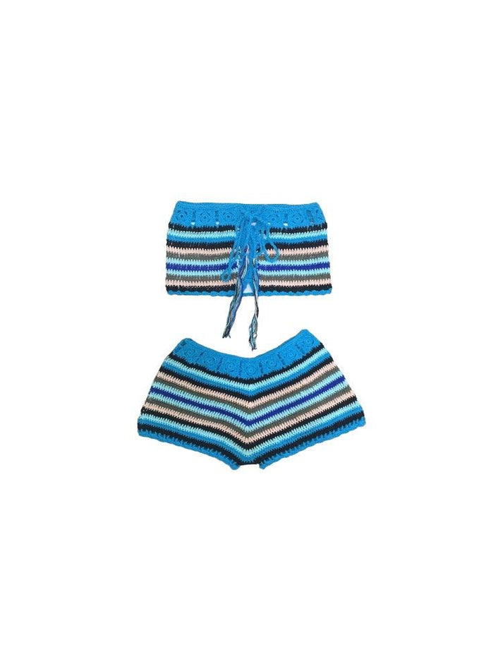 Sienna Knit Shorts Set - Blue