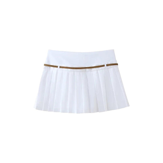 Livia Pleated Belt Skirt - 