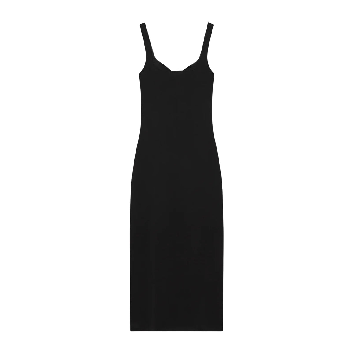 Black women's sleeveless dress with white floral patterns for Spring on a white background back