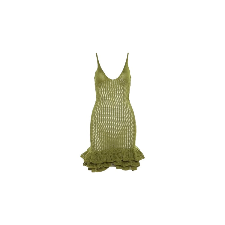 Olive Ruffle Dress