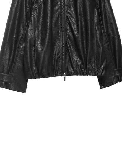 Black leather jacket on a white background