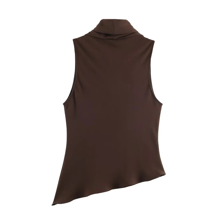 Brown sleeveless top on a white background