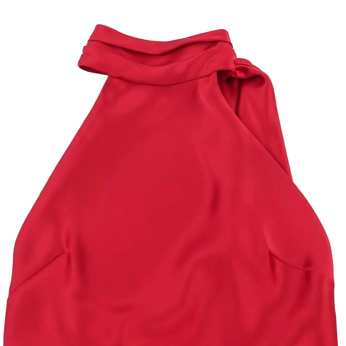 Red halter dress on a white background