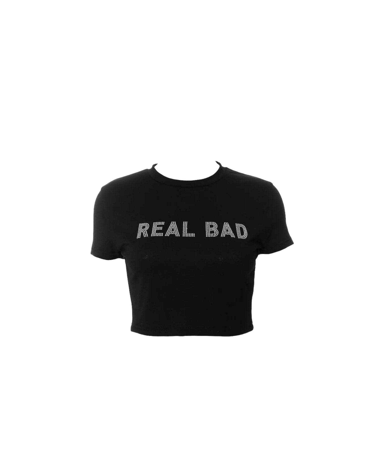 Real Bad Rhinestone Crop T Shirt - Black - spo-cs-disabled, spo-default, spo-disabled, spo-notify-me-disabled