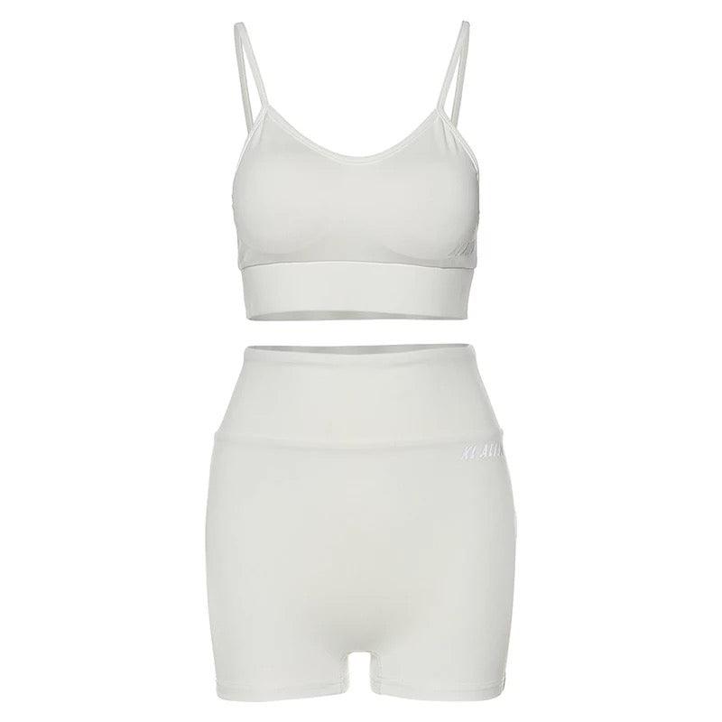 Activate Shorts Set - White - Dezired Beauty Boutique