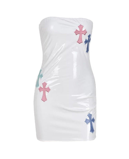 Always Blessed Candied Crosses Mini Dress - Dezired Beauty Boutique