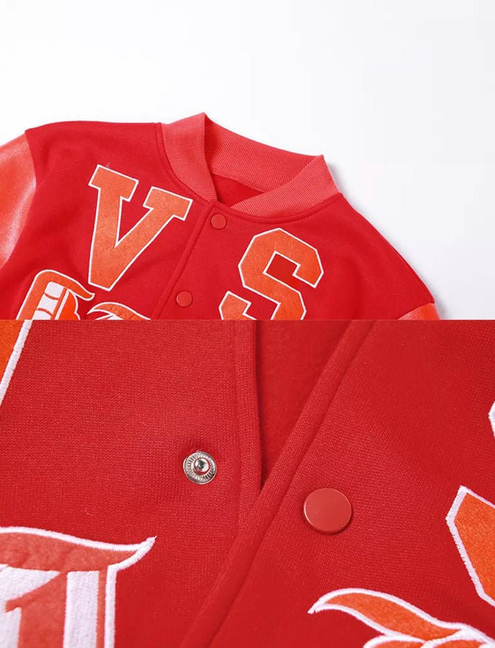 Blazin’ Hot Red Cropped Varsity Jacket - Coats & Jackets Outerwear, spo-cs-disabled, spo-default, spo-disabled, spo-notify-me-disabled, Tops