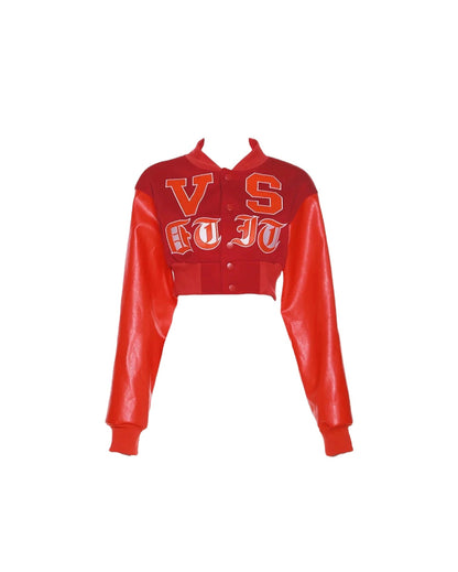 Blazin’ Hot Red Cropped Varsity Jacket - Dezired Beauty Boutique