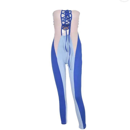 Blue Baby Color Block Jumpsuit - Jumpsuits, Pre Order, spo-cs-disabled, spo-default, spo-disabled, spo-notify-me-disabled