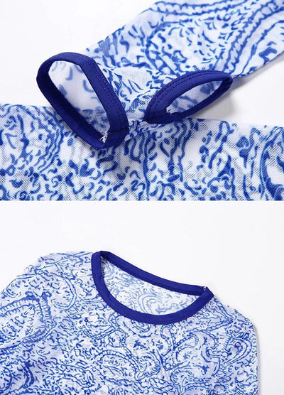 Blue Beauty Paisley Sheer Pants Set - Dezired Beauty Boutique