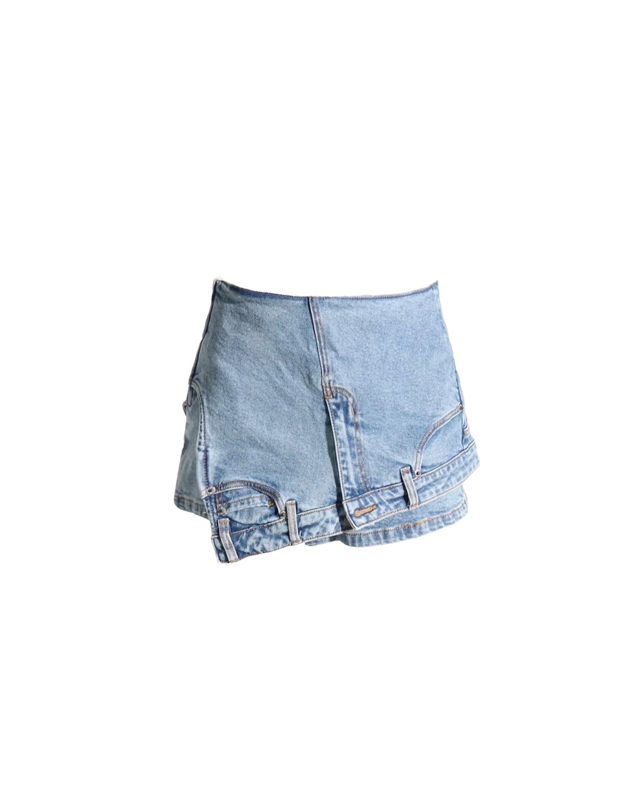 Blue Wash Denim Pants Skort - Dezired Beauty Boutique