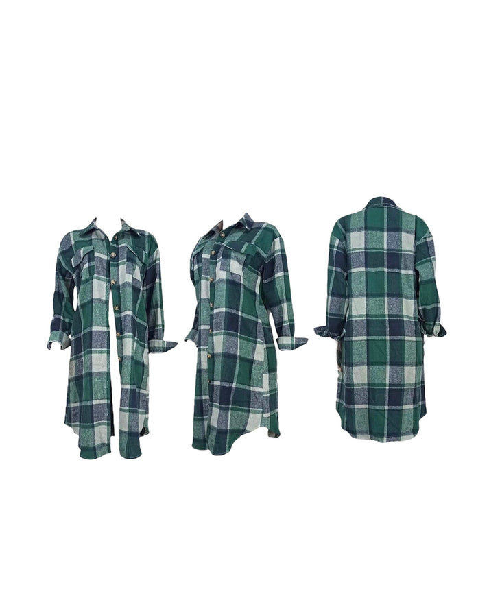Fall For Me Long Plaid Jacket - Dezired Beauty Boutique