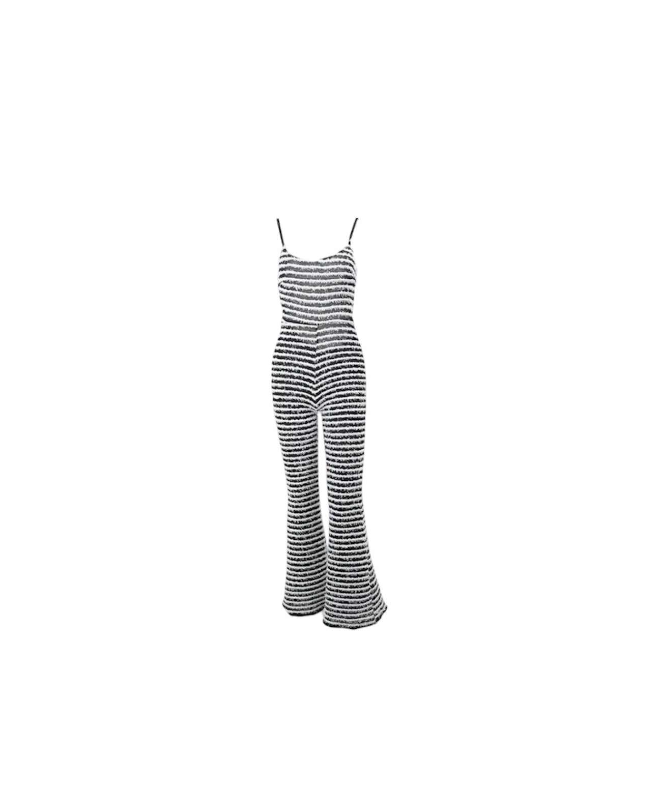 Fuzzy Striped Jumpsuit - Dezired Beauty Boutique