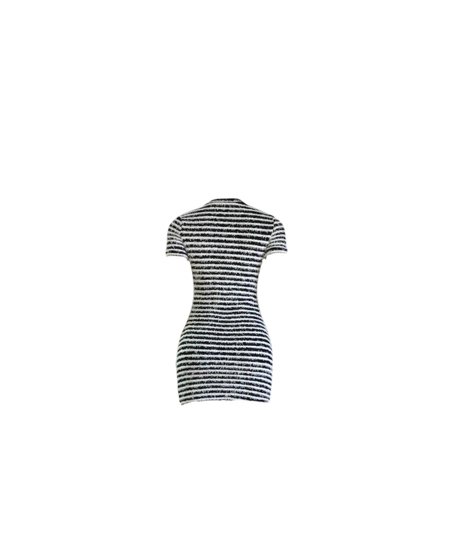 Fuzzy Striped Mini Dress Medium