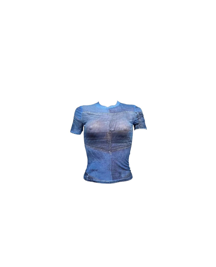 Illusion Denim T Shirt - Dezired Beauty Boutique