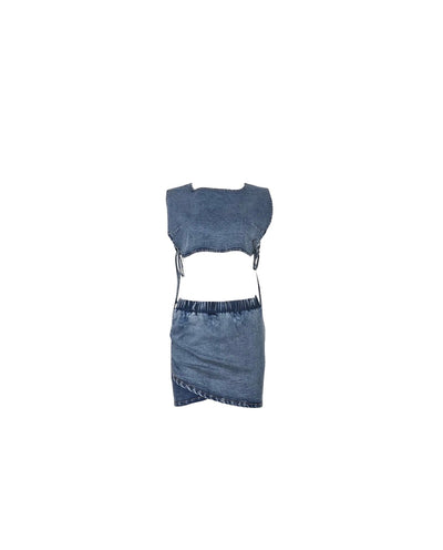 Over The Top Denim Skirt Set - Dezired Beauty Boutique