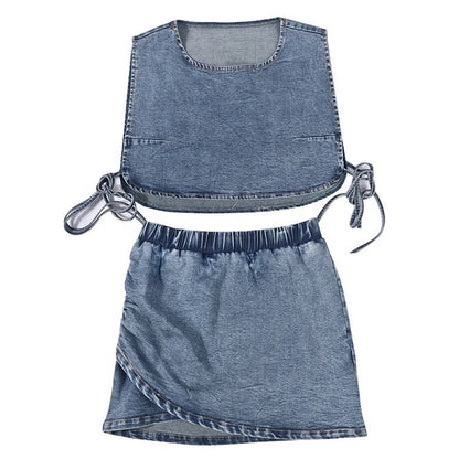 Over The Top Denim Skirt Set - Dezired Beauty Boutique