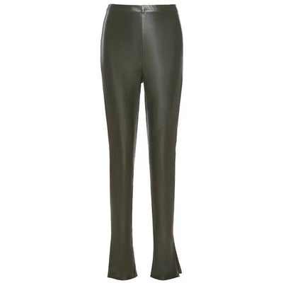 PU Leather Slit Pants - Dezired Beauty Boutique