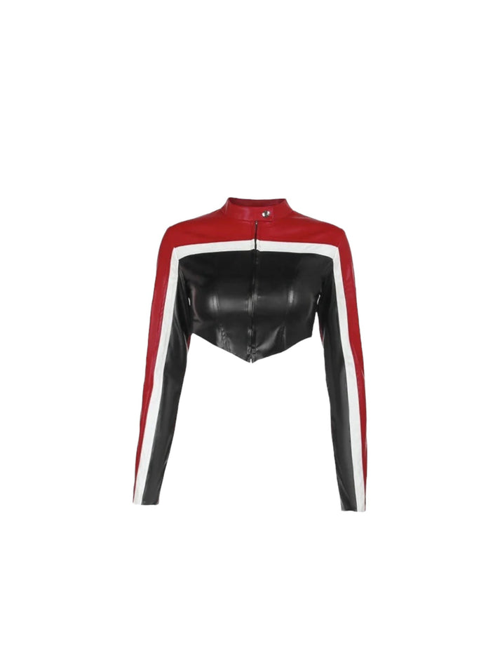 Racer Babe Faux Leather Cropped Jacket - Dezired Beauty Boutique