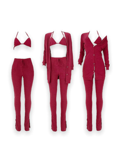 Real Chill 3 Piece Cardigan Pants Set - Dezired Beauty Boutique