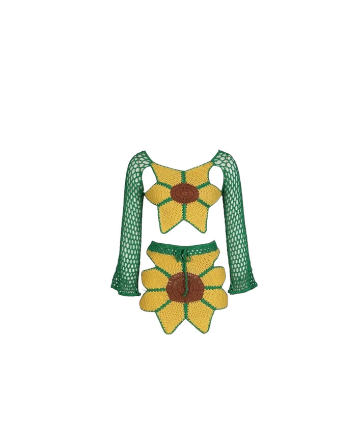 Sunflower Knit Skirt Set - Dezired Beauty Boutique