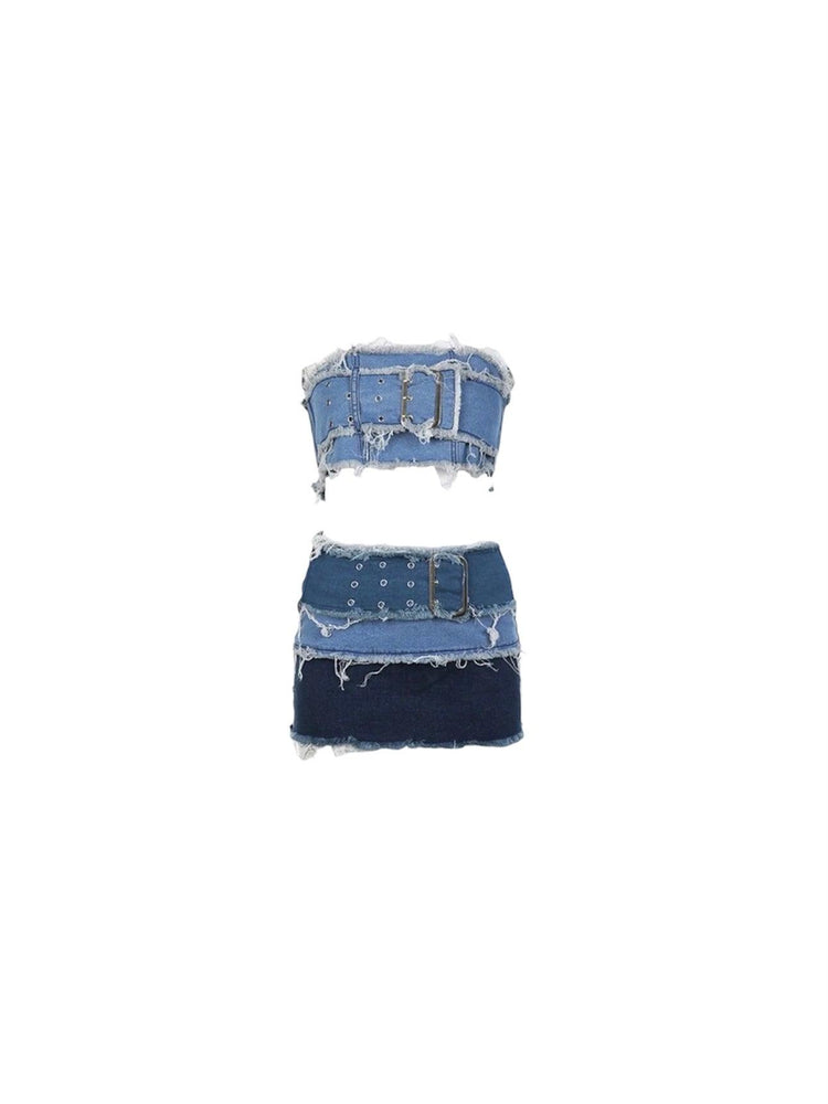 Unforgettable Denim Mini Skirt Set - spo-cs-disabled, spo-default, spo-disabled, spo-notify-me-disabled